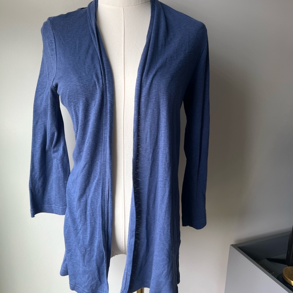 Michael Stars Slub 3/4 Sleeve Shawl Cardigan in Navy